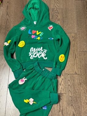 Lola + The Boys Kids Matching Set you rock in Bright Green size 6